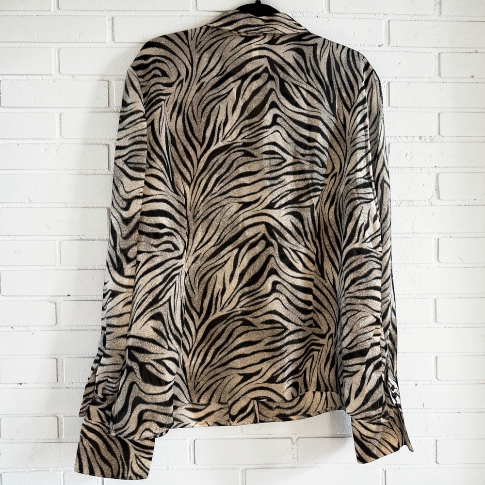 Norton McNaughton Zebra Print Button Front Blouse Animal Print Size 18 - Picture 2 of 5